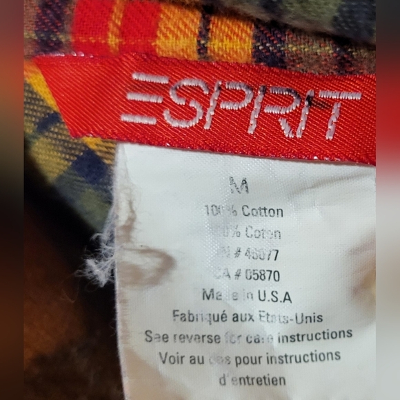 Vintage ESPRIT Y2K 90s Womens Plaid Flannel Cotton Made In USA Size Medium - Picture 4 of 4